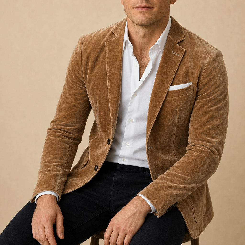 Pula Tailored Suede Blazer in Light Brown