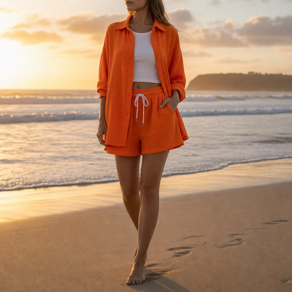 Ragusa Relaxed Cotton Lounge Set in Orange