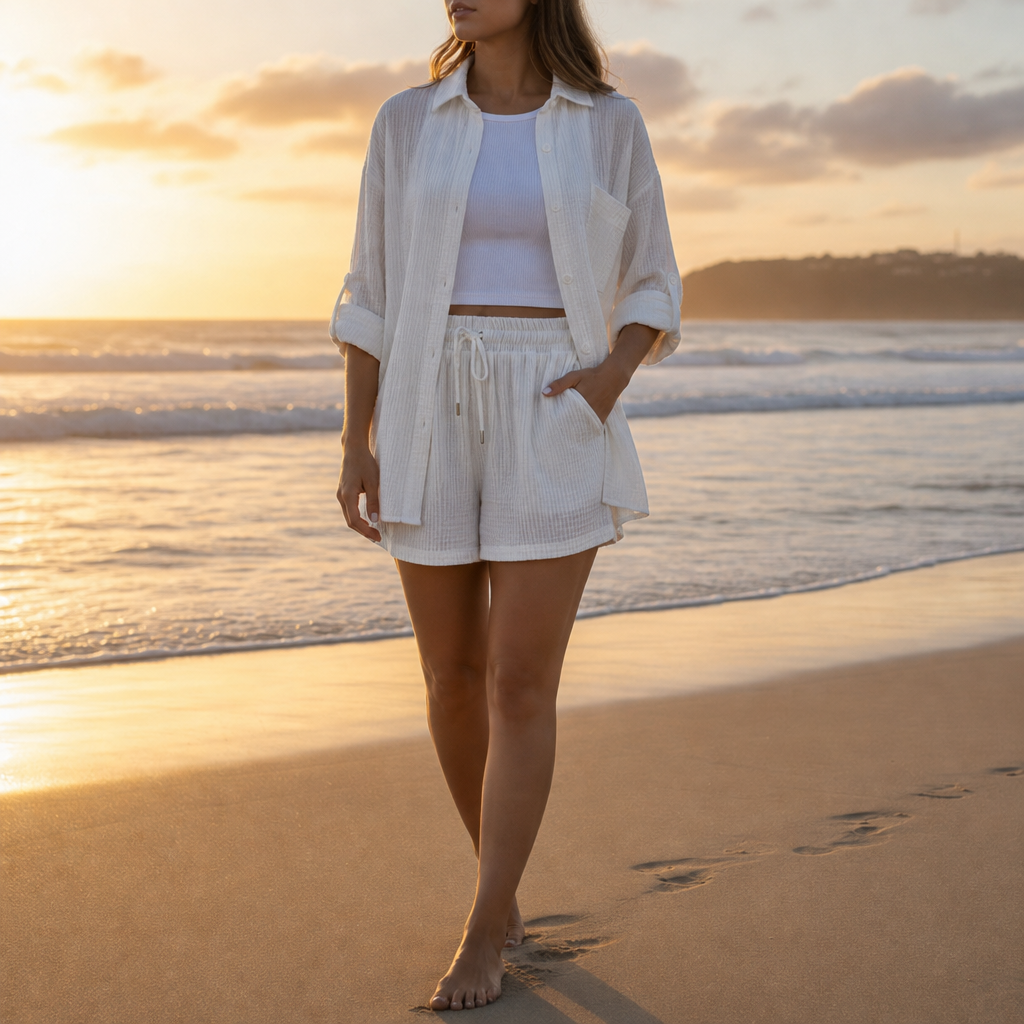 Ragusa Relaxed Cotton Lounge Set in White
