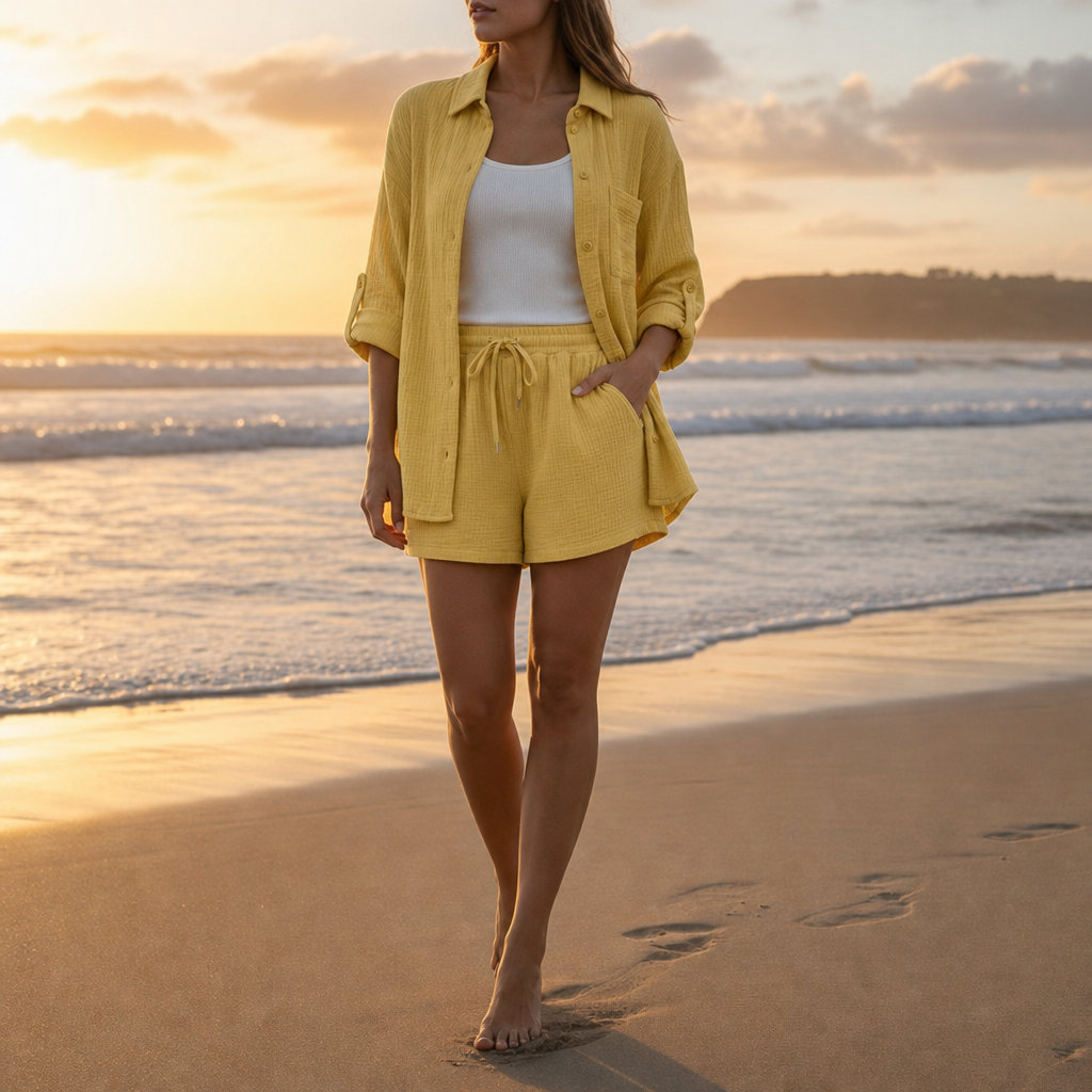 Ragusa Relaxed Cotton Lounge Set in Yellow