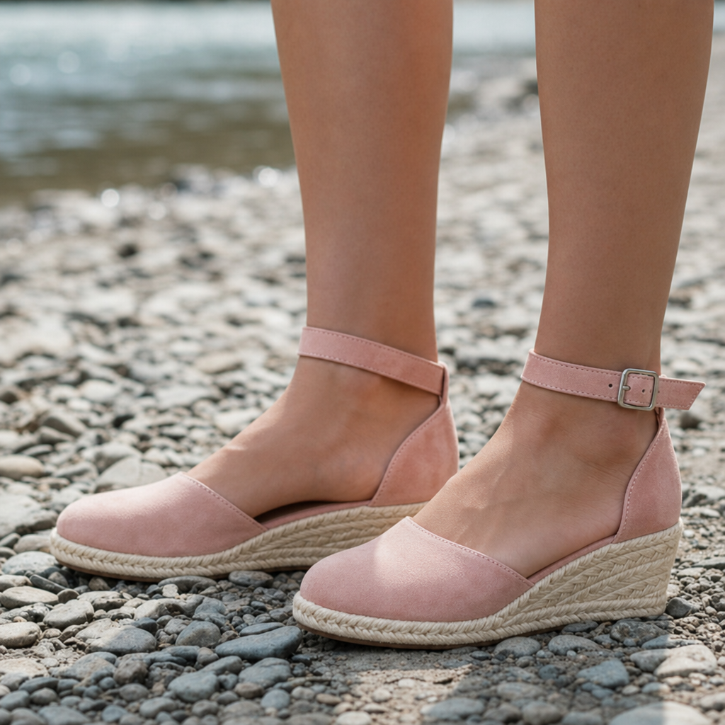 Rovinj Orthopedic Crochet Wedge Espadrilles in Pink