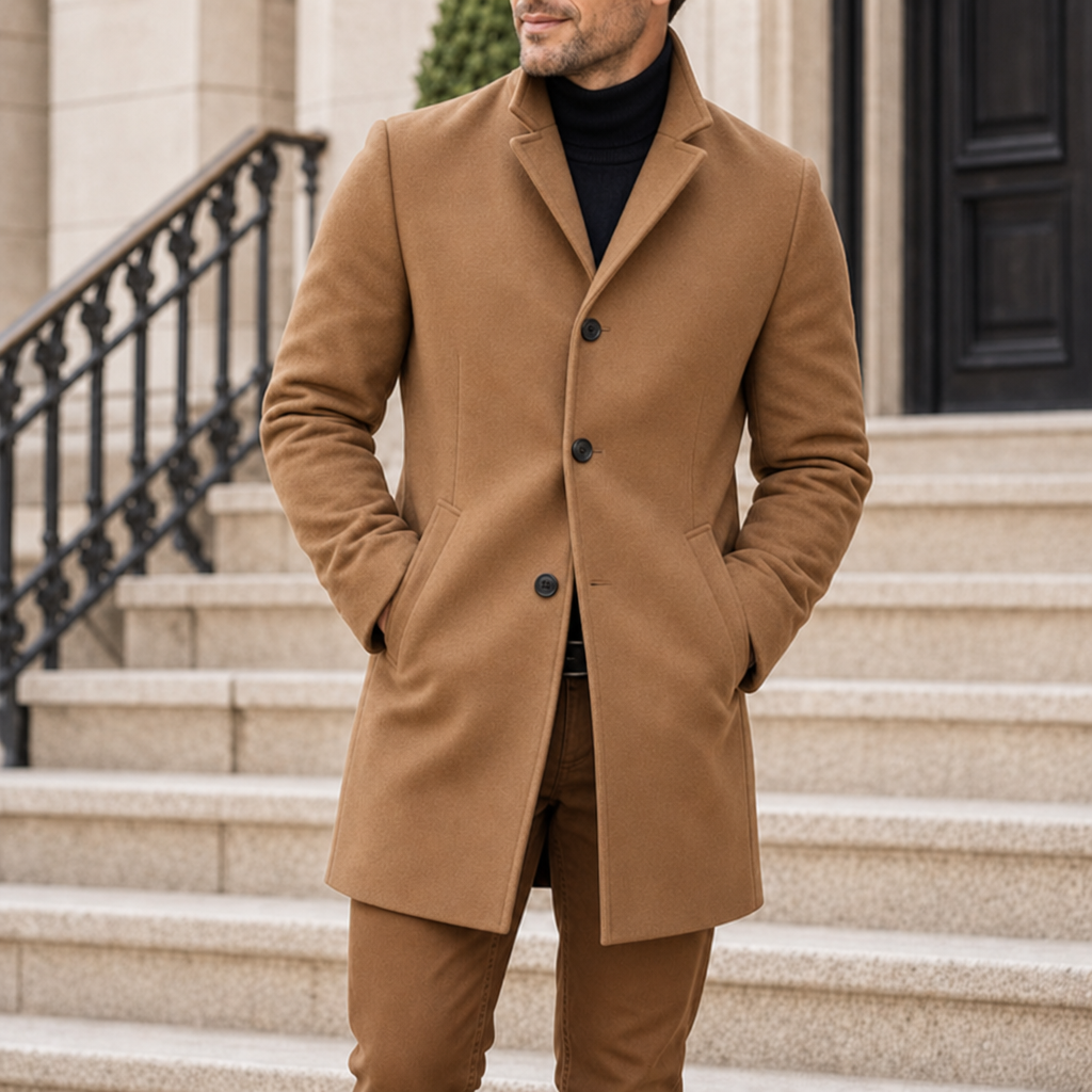 Sanremo Classic Lapel Overcoat in Brown