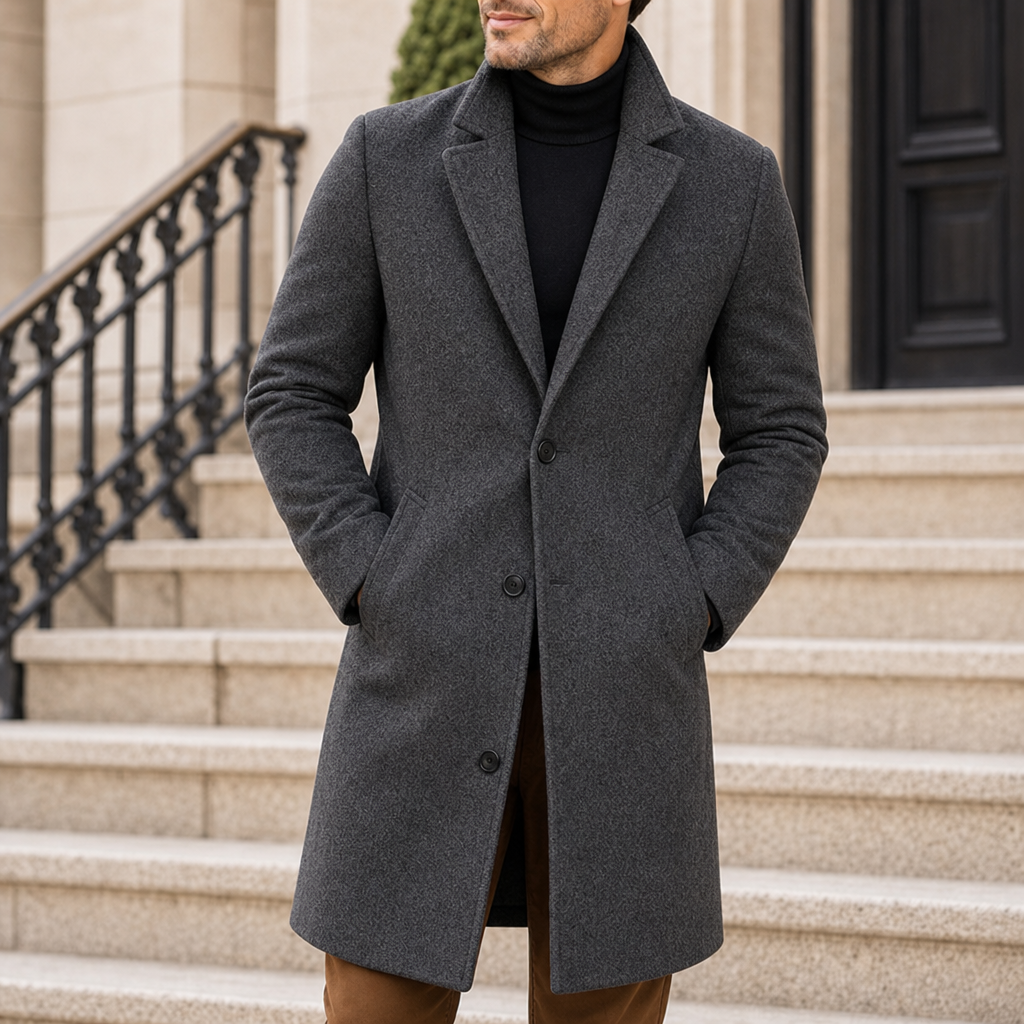 Sanremo Classic Lapel Overcoat in Gray