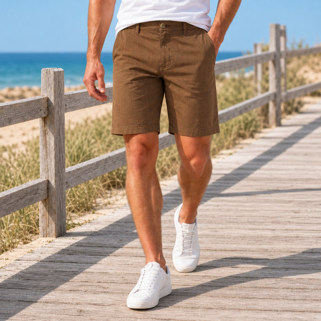 Sibenik Linen Chino Shorts in Brown