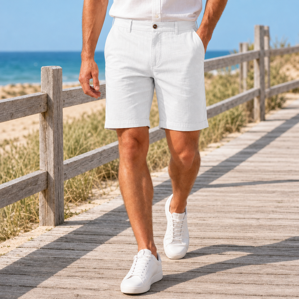 Sibenik Linen Chino Shorts in White