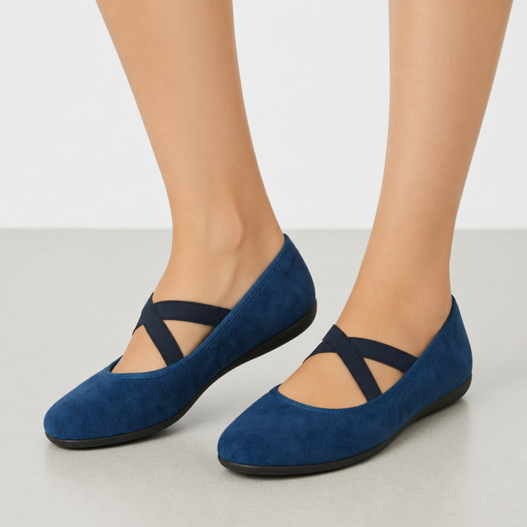 Soller Orthopedic Cross Strap Ballet Flats in Blue