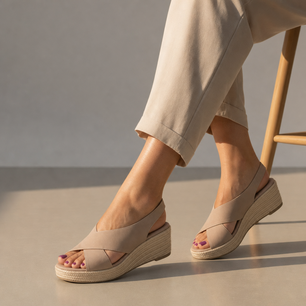 Ston Orthopedic Espadrille Wedge Sandals in Light Brown