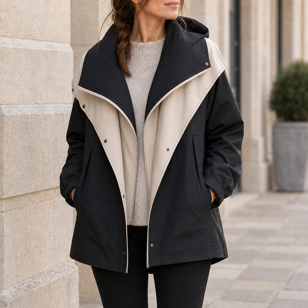 Thassos Double Layer Windbreaker in Black