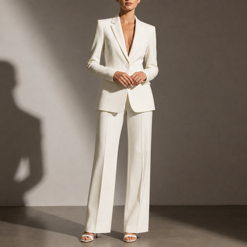 Tinos Tailored Two-Piece Suit Set in White