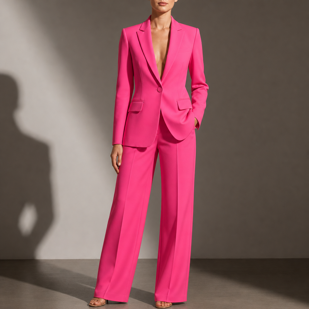 Tinos Tailored Two-Piece Suit Set in Pink