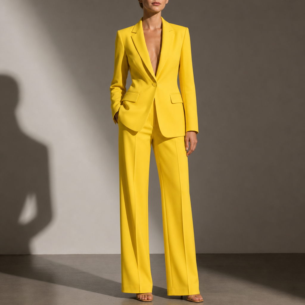 Tinos Tailored Two-Piece Suit Set in Yellow