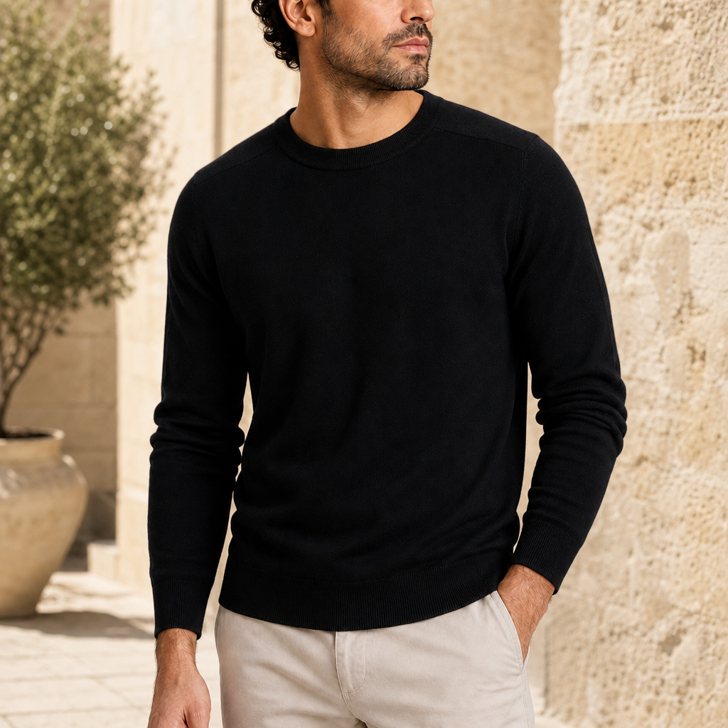 Tivoli Fine Knit Crew Sweater in Black