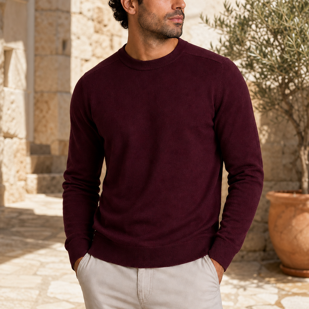 Tivoli Fine Knit Crew Sweater in bordeaux