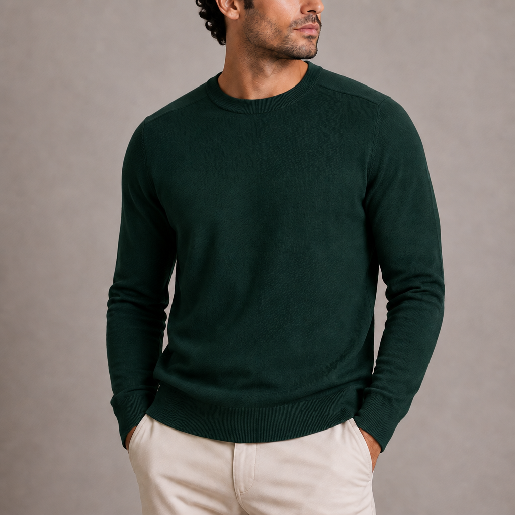 Tivoli Fine Knit Crew Sweater in Green