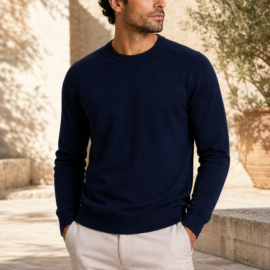 Tivoli Fine Knit Crew Sweater in Navy