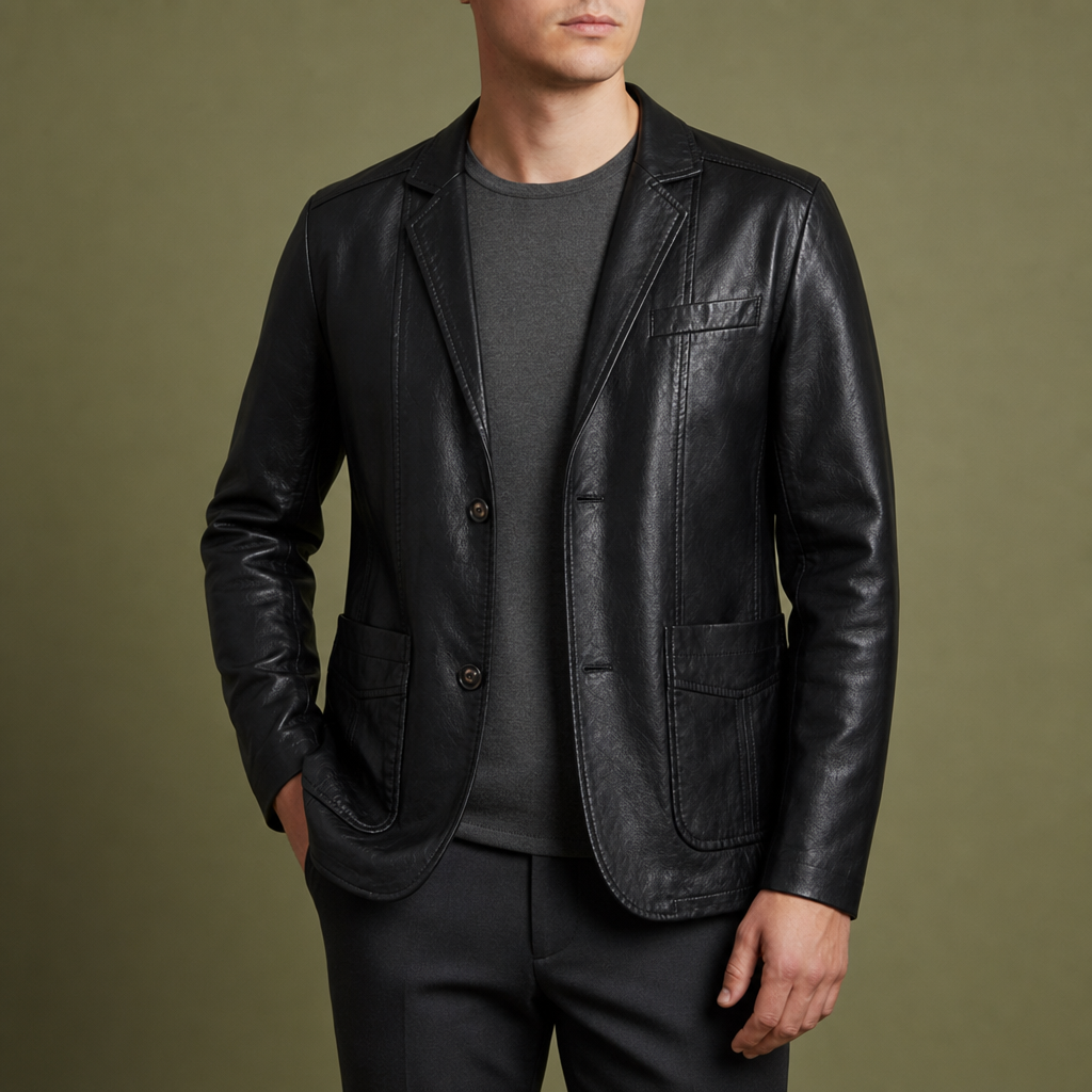 Tossa Leather Blazer in Black