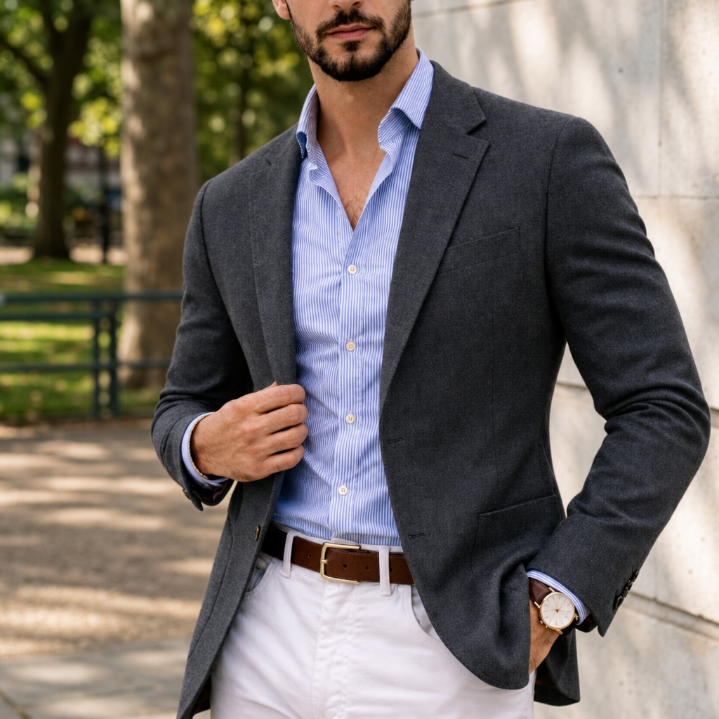 Trento Knit Tailored Blazer in Gray