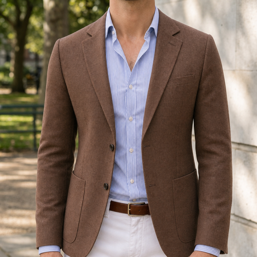 Trento Knit Tailored Blazer in Brown