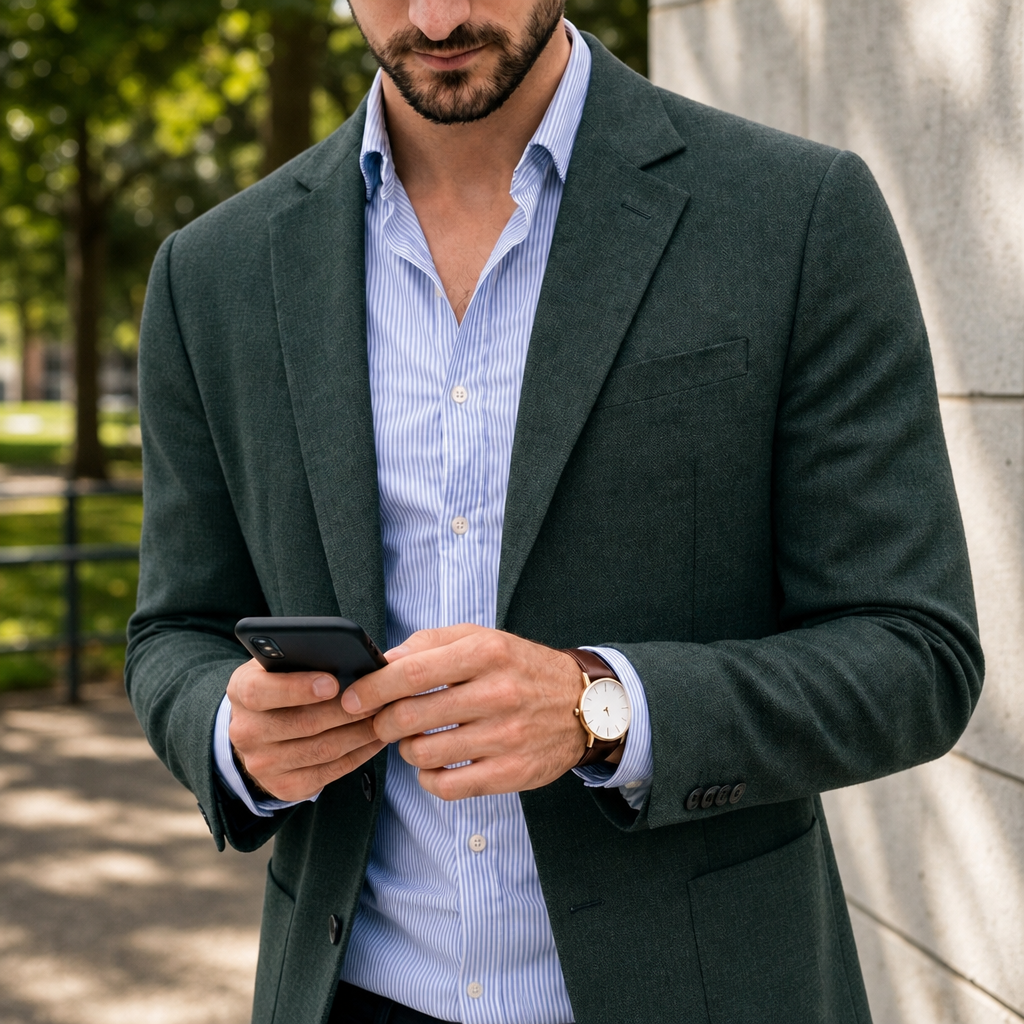 Trento Knit Tailored Blazer in Green