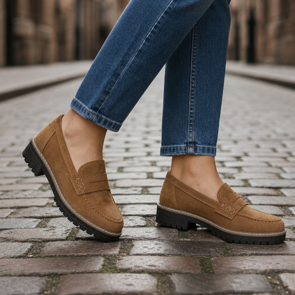 Tropea Orthopedic Suede Loafers in Brown