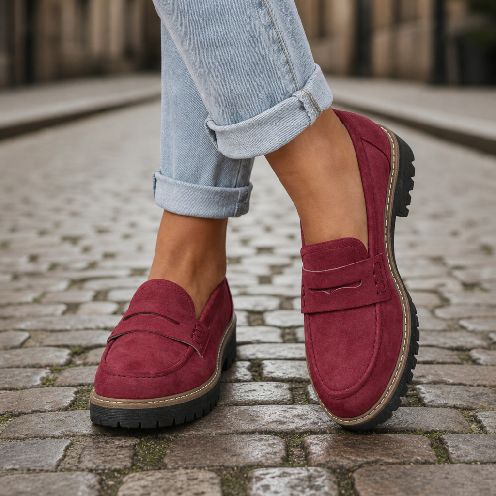 Tropea Orthopedic Suede Loafers in Red