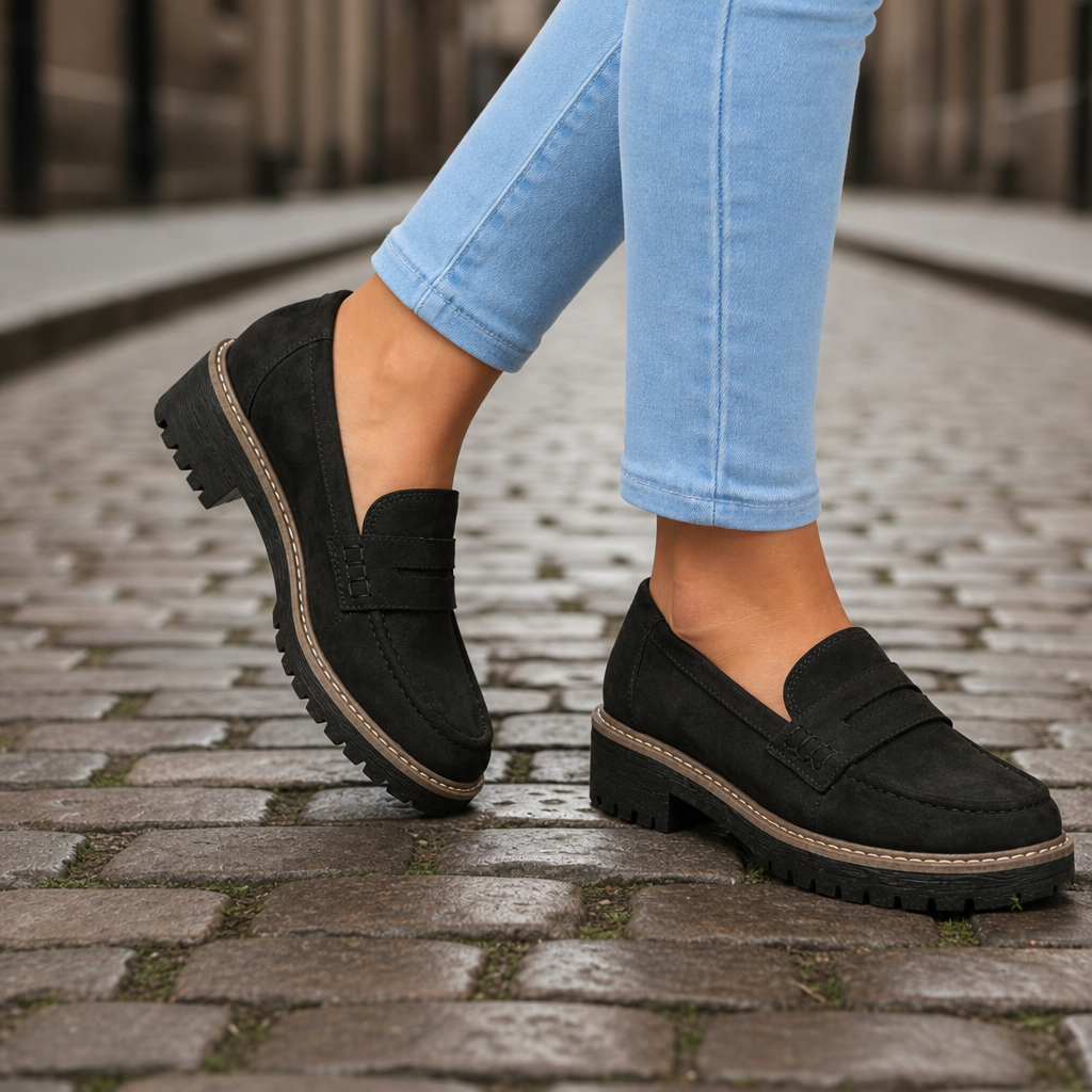 Tropea Orthopedic Suede Loafers in Black