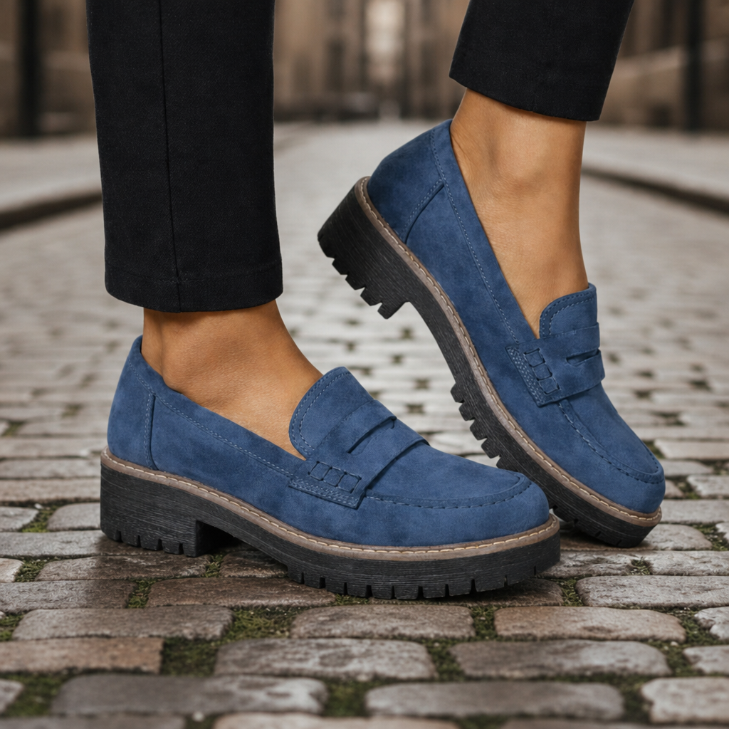 Tropea Orthopedic Suede Loafers in Blue
