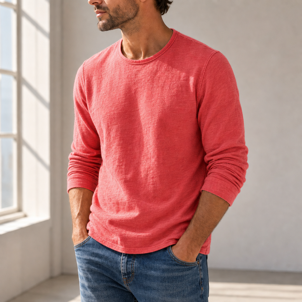 Verona Cotton Long Sleeve Tee in Red