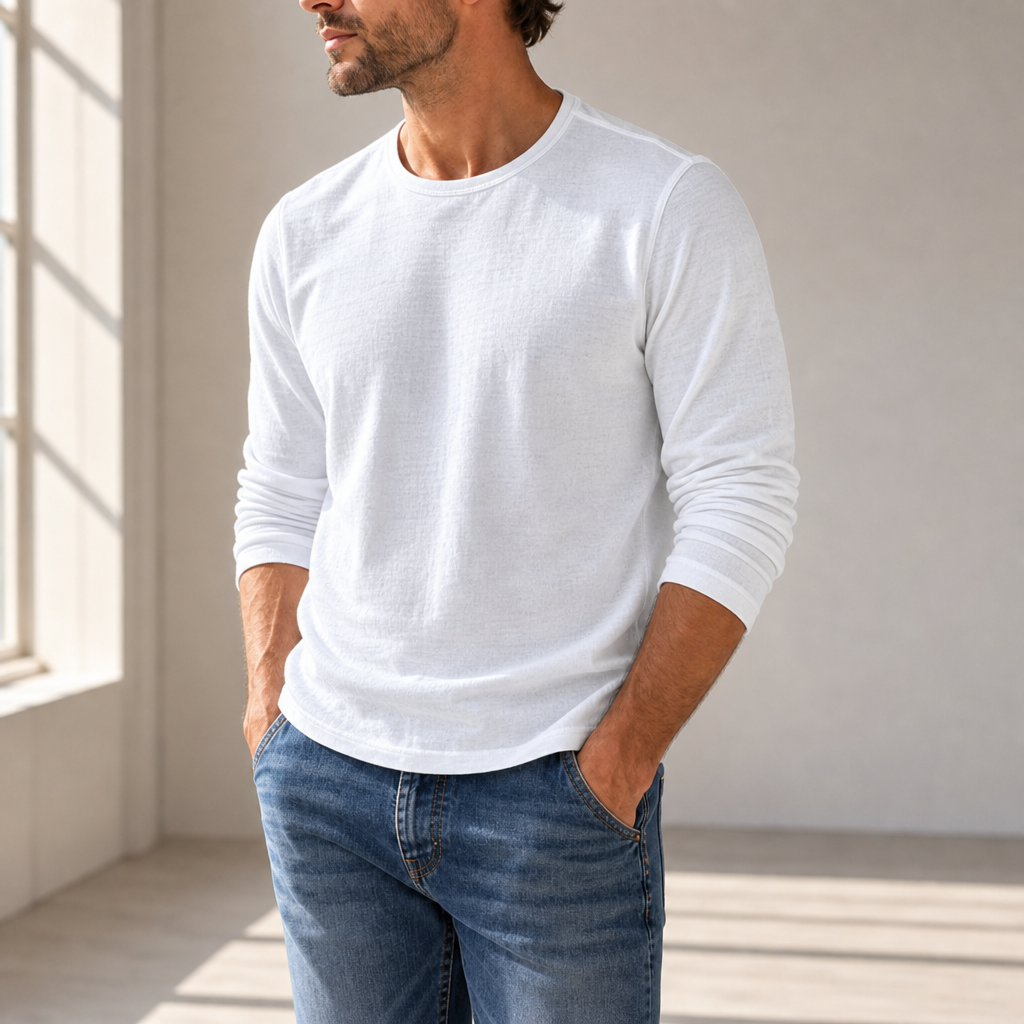 Verona Cotton Long Sleeve Tee in White