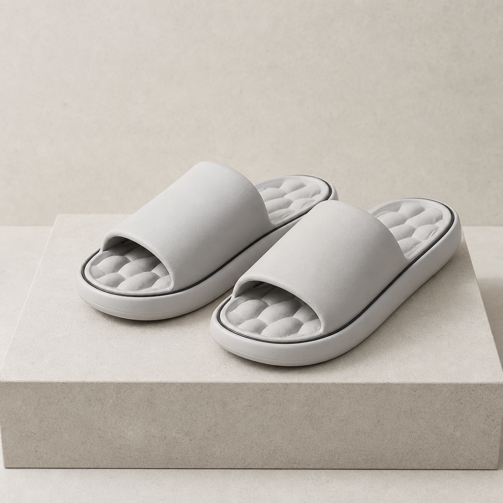Viana Cushioned Platform Slides in Light Gray