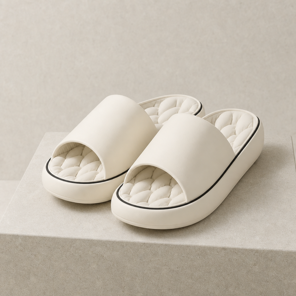 Viana Cushioned Platform Slides in Beige